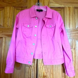 Talbots pink denim jean jacket.